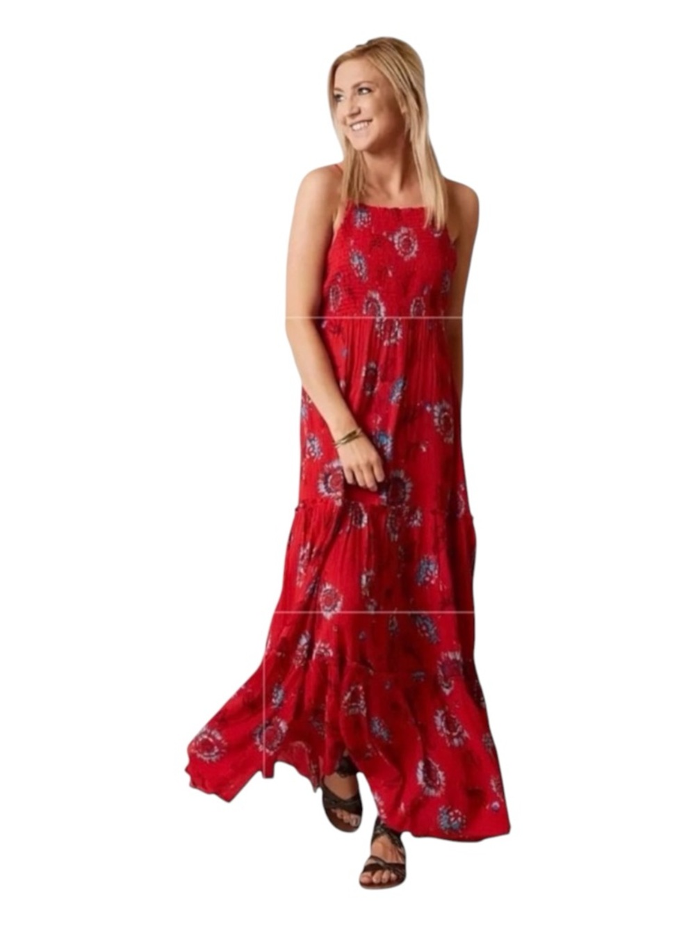 FREE PEOPLE INTIMATELY Garden Party Red Floral Maxi Dress, Size S.